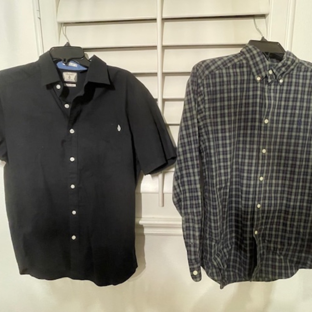 Ralph Lauren Boys 14 Dress Shirt & Volcom Stone Short Sleeve Shirt Sm-XLNT Shape